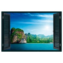 Ventana 3d vinilos atardecer en la costa